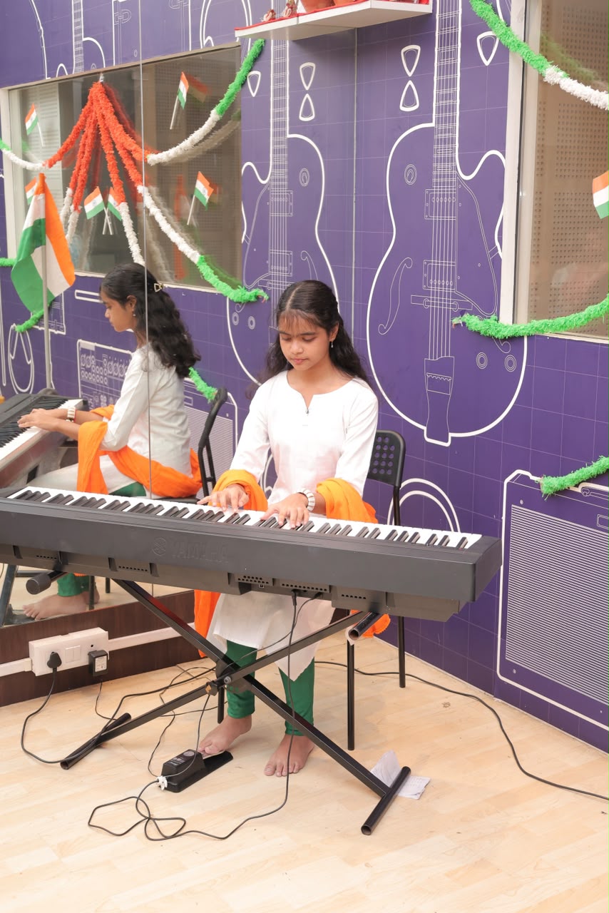 Skylark student performing on keyboard